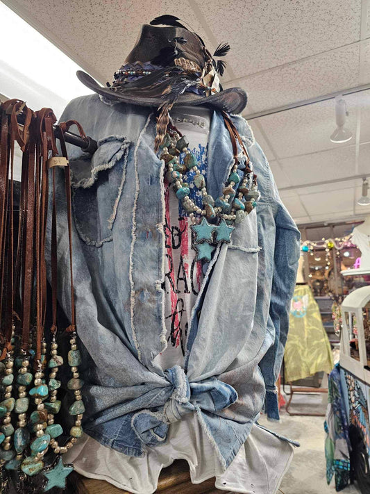 Distressed Denim Freedom Shirt