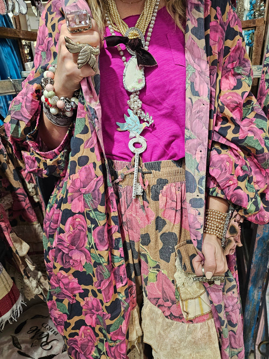 Rose Leopard Duster
