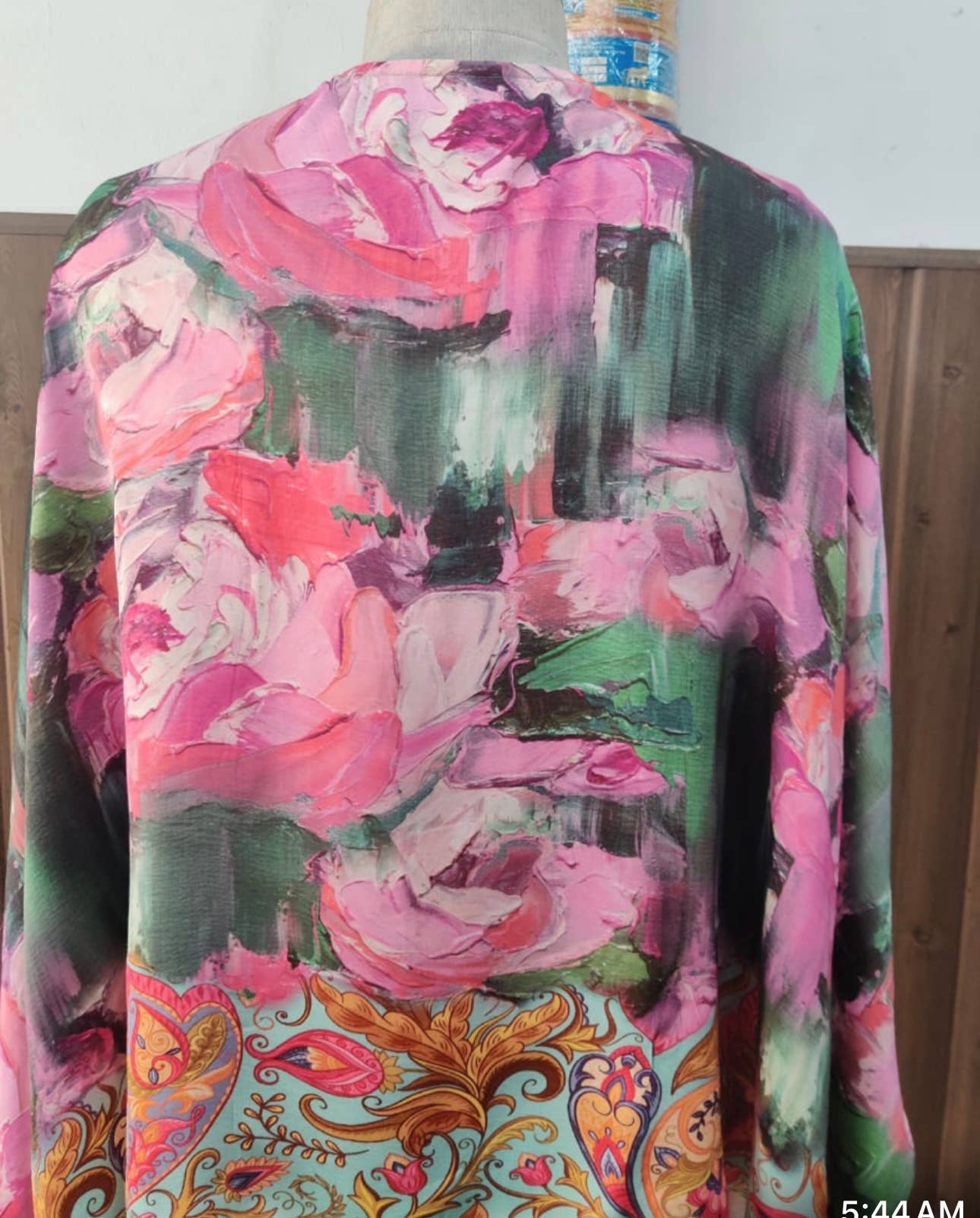 Rose/Paisley High low Satin Kimono