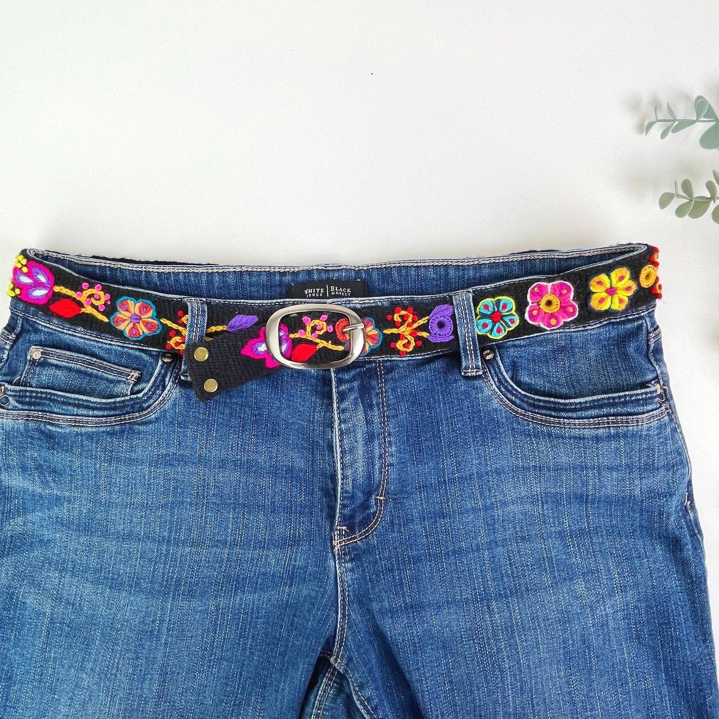 Pepita Skinny Embroidered Belt