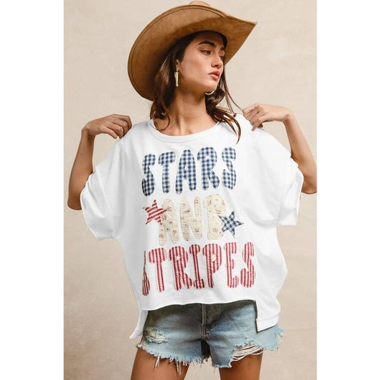MIX AND MATCH STARS AND STRIPES PATCHWORK TOP