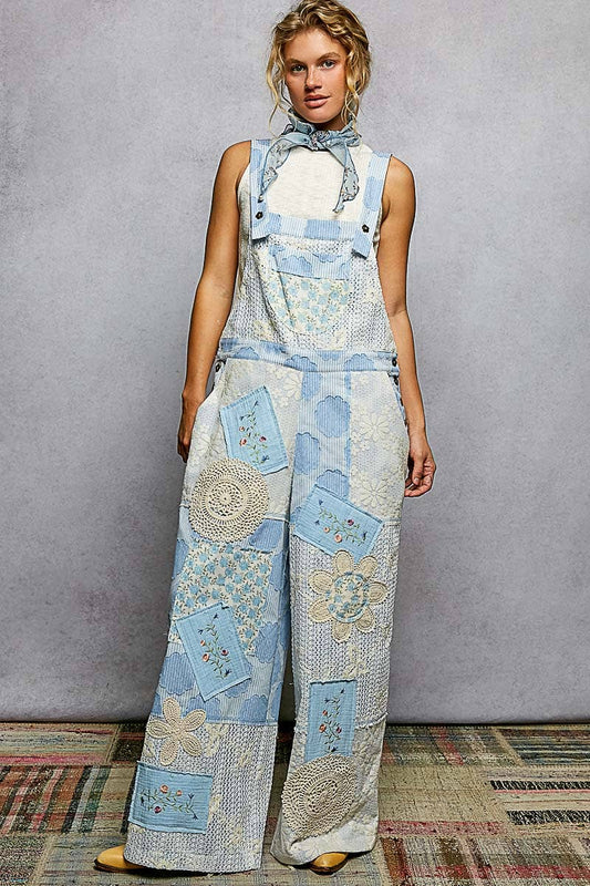 Floral Wide Leg Woven Overalls