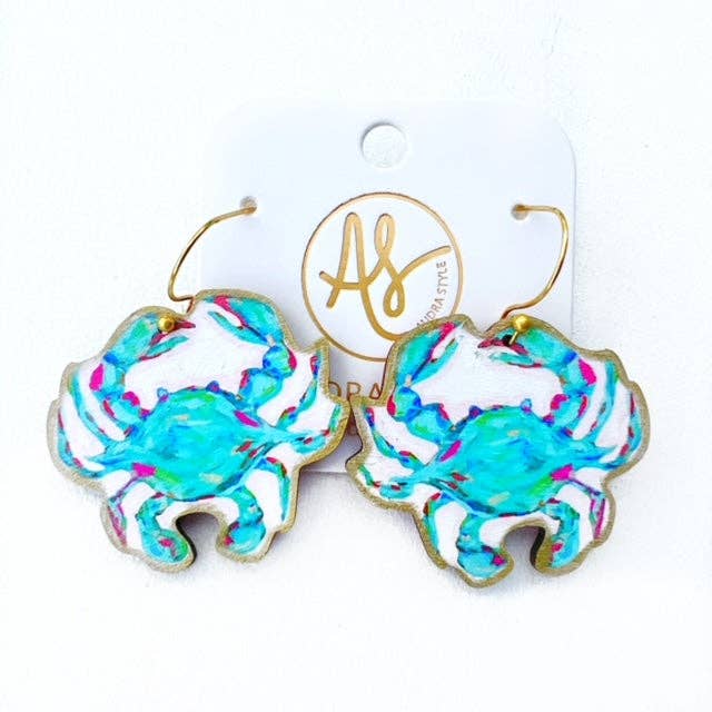 Blue Crab Dangle Earring