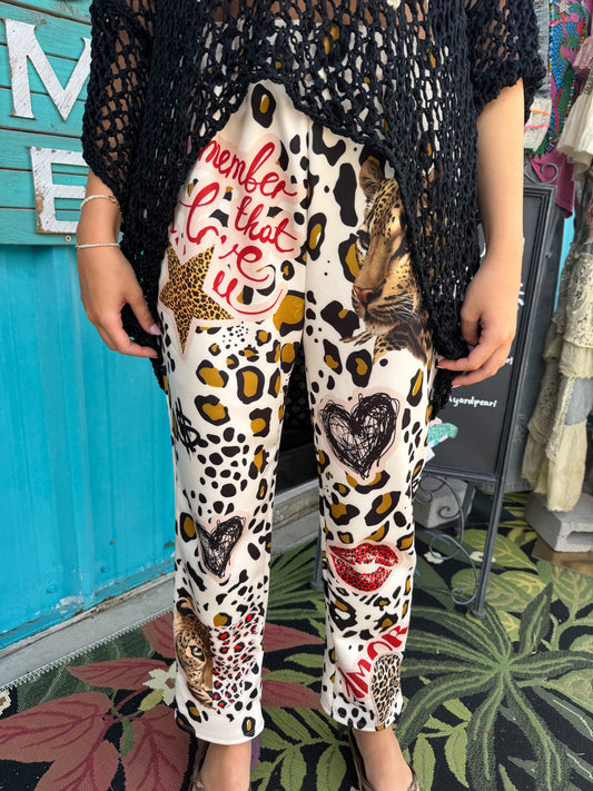 Italian Cream Leopard Love Graphic Sweatpants