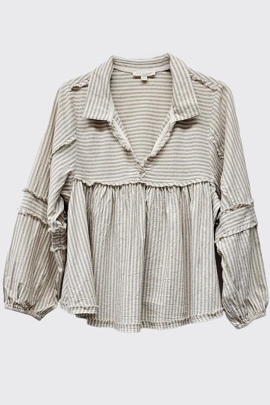 Striped Bubble Blouse Top