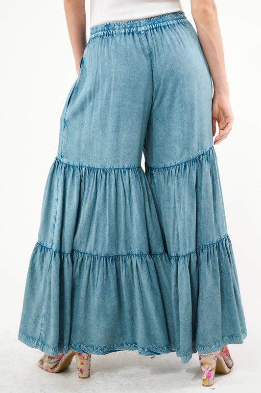 Dream Denim Wash Tiered Pants