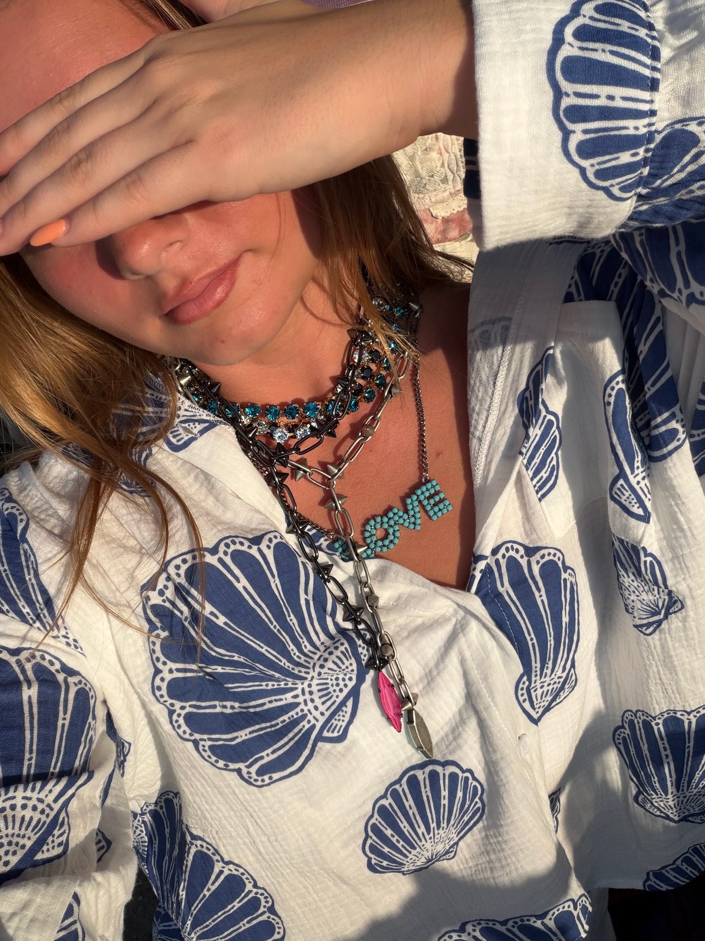 MINI LA LA LOVE NECKLACE IN ANTIQUE SILVER/TURQ