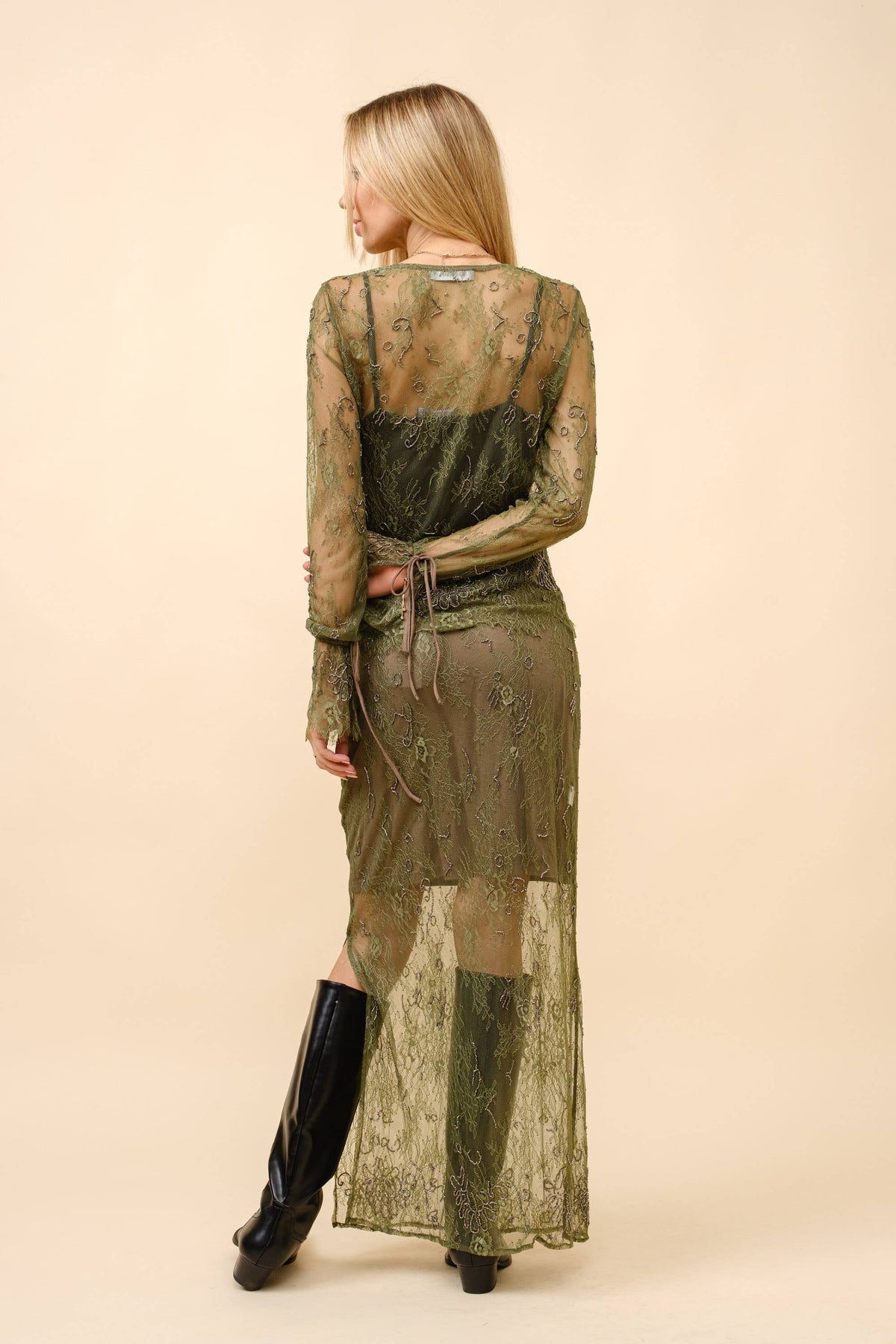 Beaded Embellished Lace Maxi Skirt