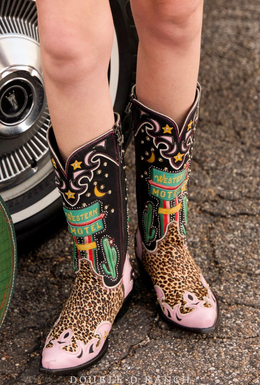 Double D Ranch x Old Gringo Best Western Animal Print Black & Pink Boots