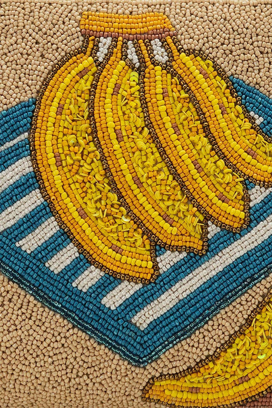 Tropical Harvest Banana Beaded Wristlet Clutch