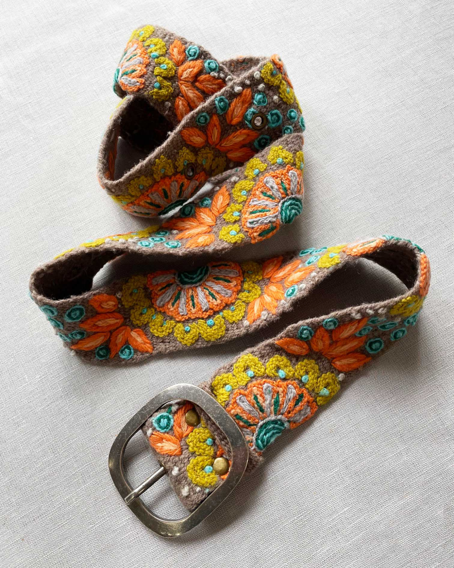 Andean Whisper Embroidered Wool Belt