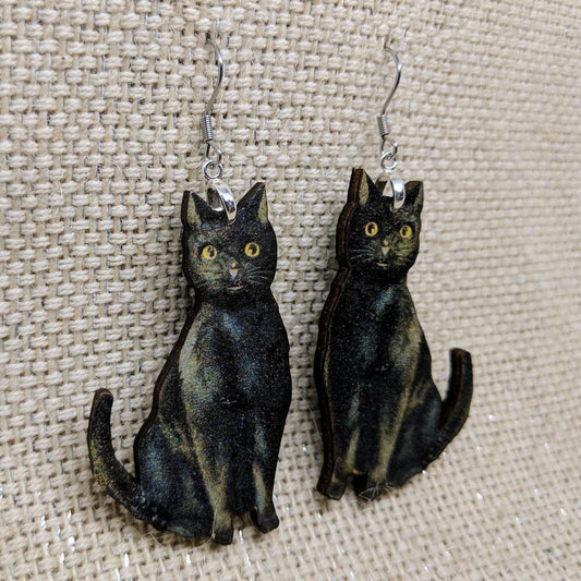 Black Cat Kitty Earrings