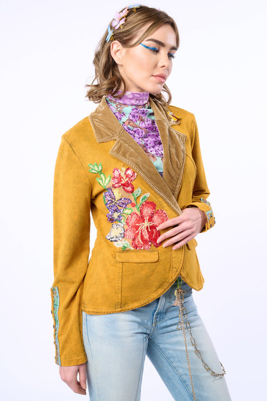 Juliet French Terry Blazer | Hand-beaded Jacket | Button-Up