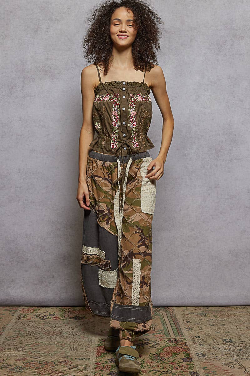 Embroidered Poplin Tank Top