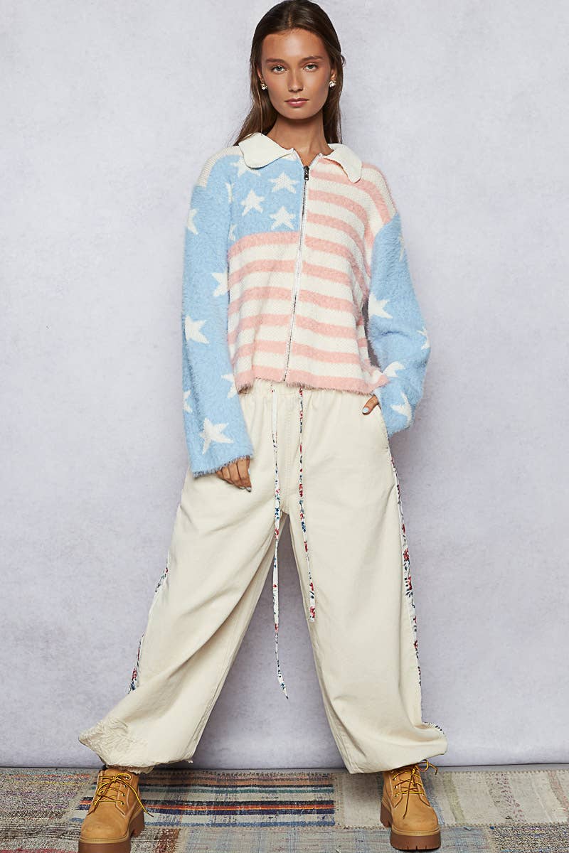 Pink USA Flag Mohair Jacket