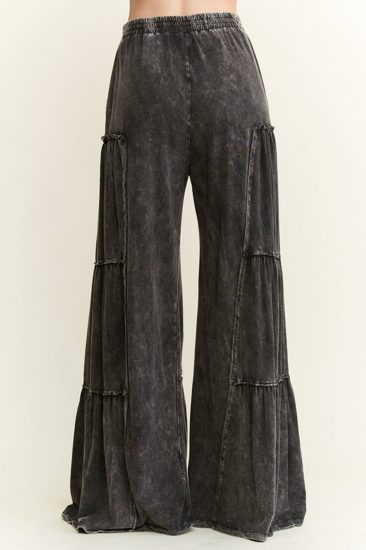 Mineral Washed Tiered Wide Leg Pants