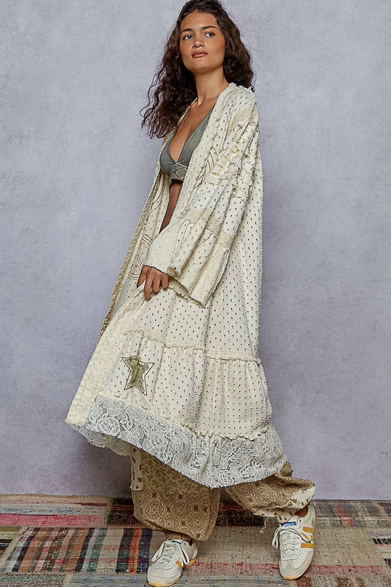 Vintage Peace Sign Long Cardigan/Duster