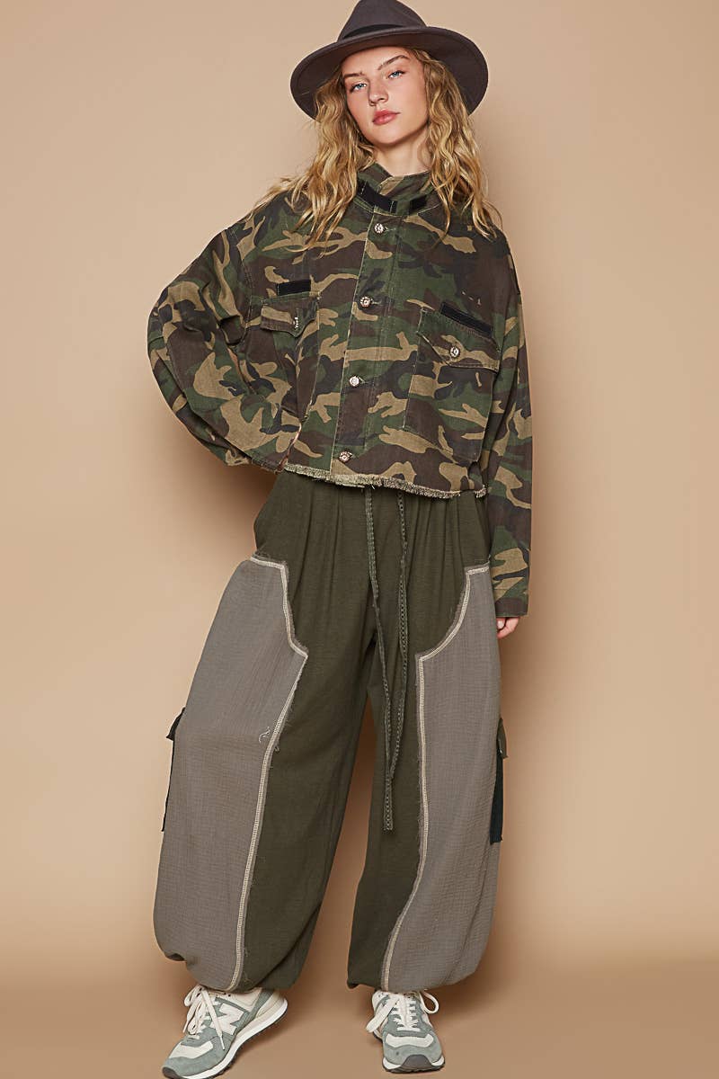 Oversized Semi-Cropped Camouflage Jacket