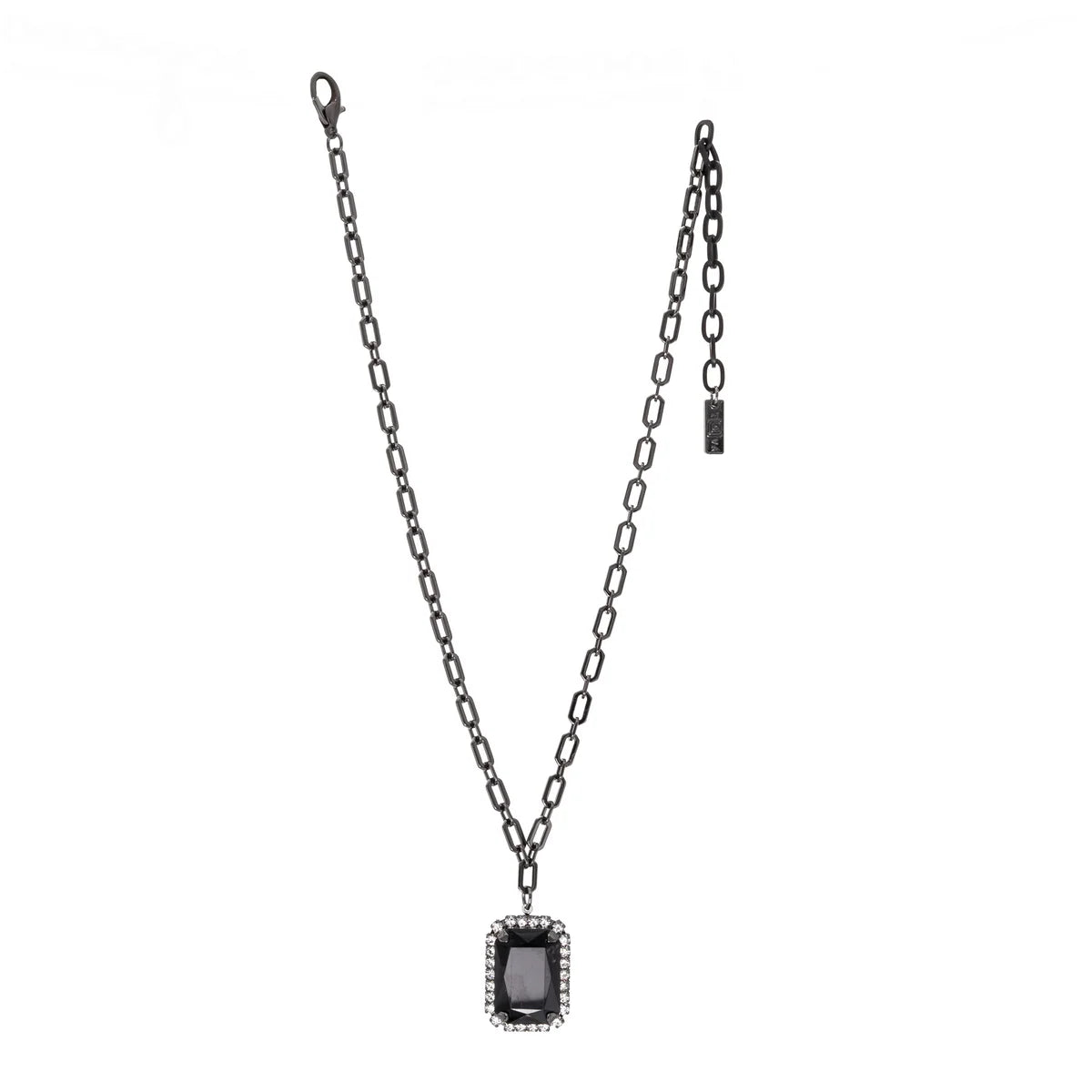 MINI SOLEIL NECKLACE IN GUNMETAL / CLEAR AROUND & JET CRYSTAL CENTER