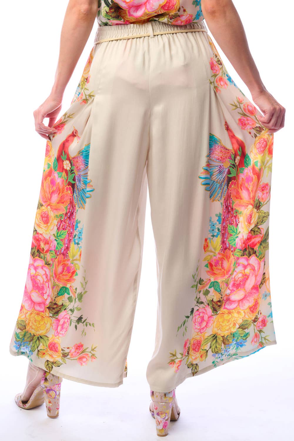 Earth Angels Pants | Wide Leg Pants | Peacock Print Pants