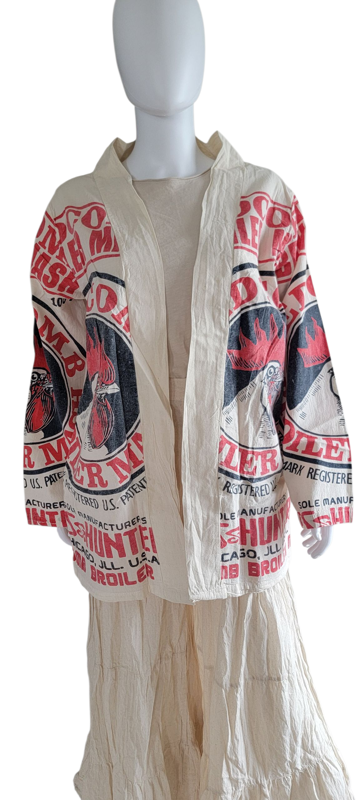 Flour Sack Vintage Print Cotton Jacket- Rooster
