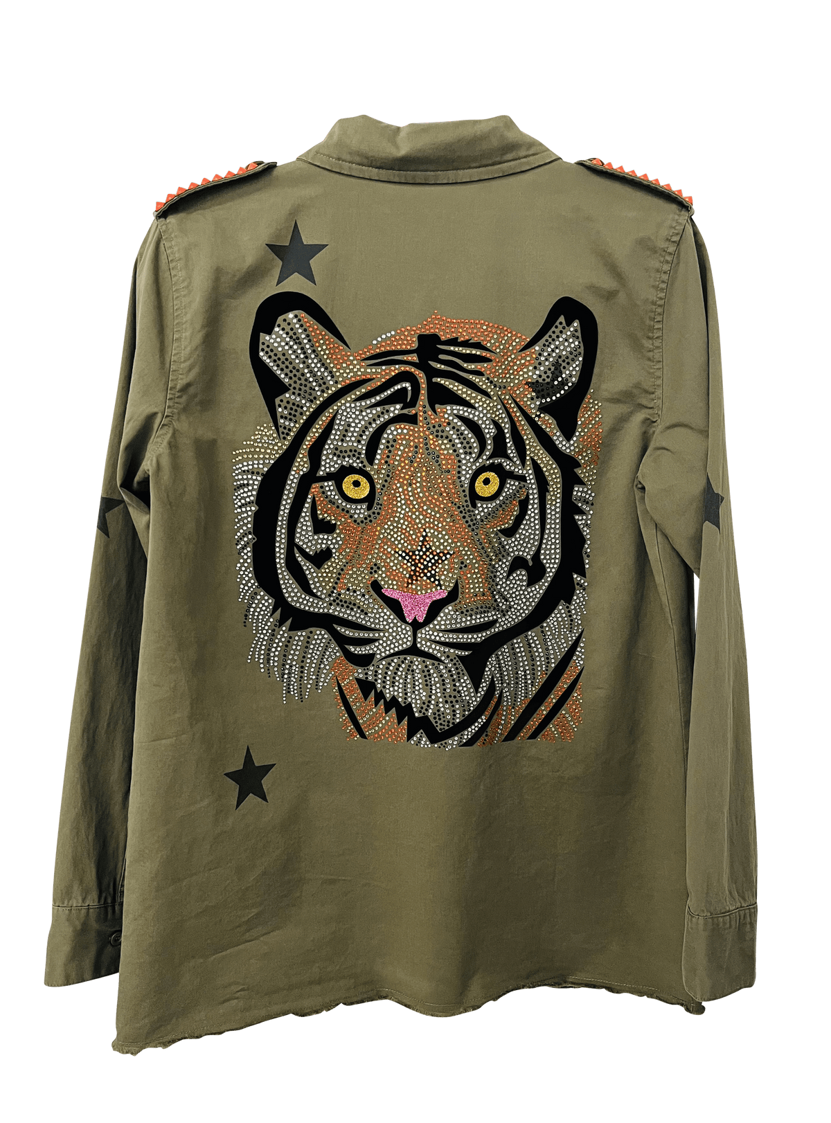 Tiger Face Army Green Shacket
