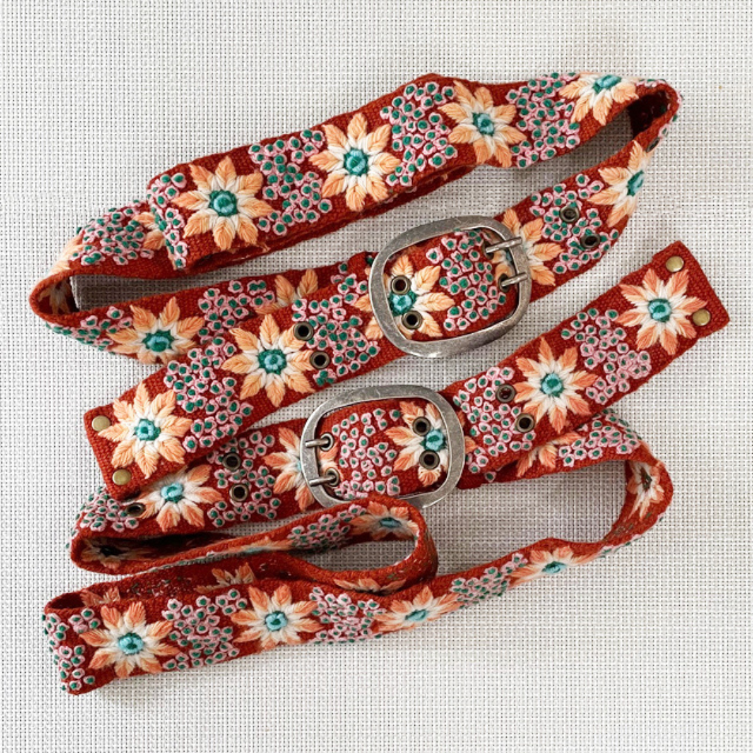 Buds & Blooms Floral Embroidered Wool Belt