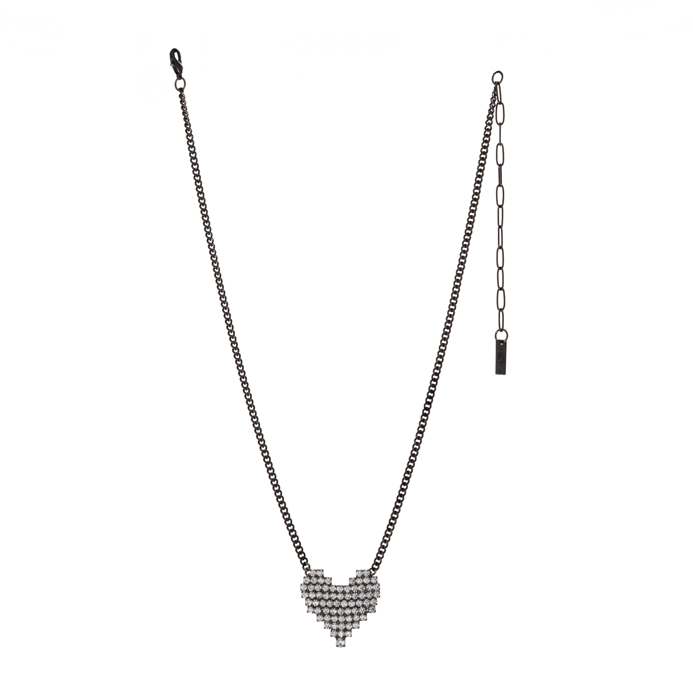 Candy Heart Necklace in Gunmetal / Clear