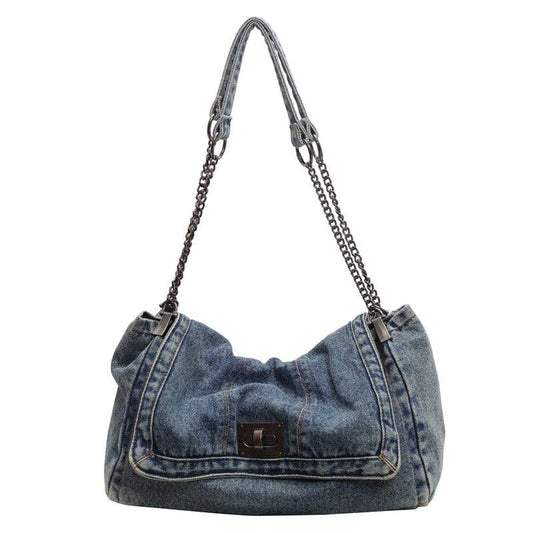 Large Denim Tote Crossbody Denim Bag