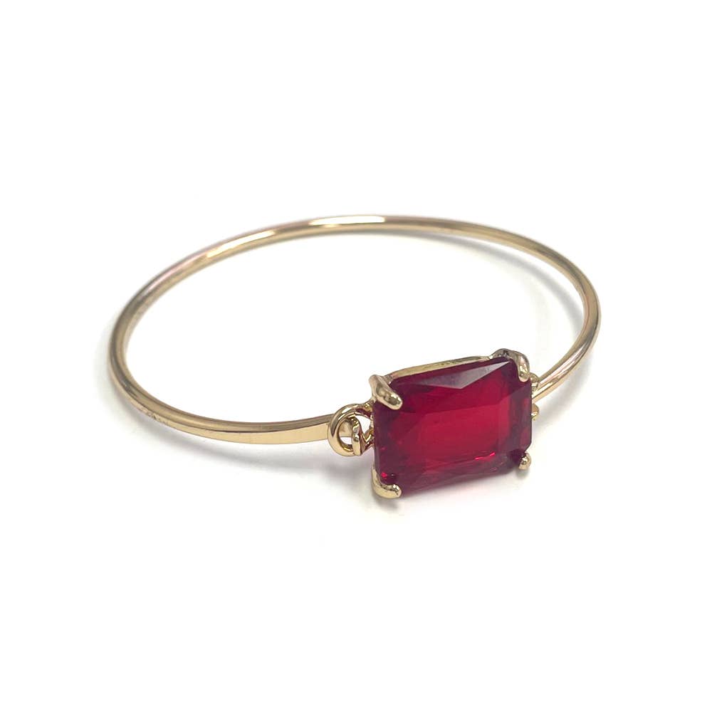 High Quality Glass Crystal Rectangle Stone Cuff Metal Bangle