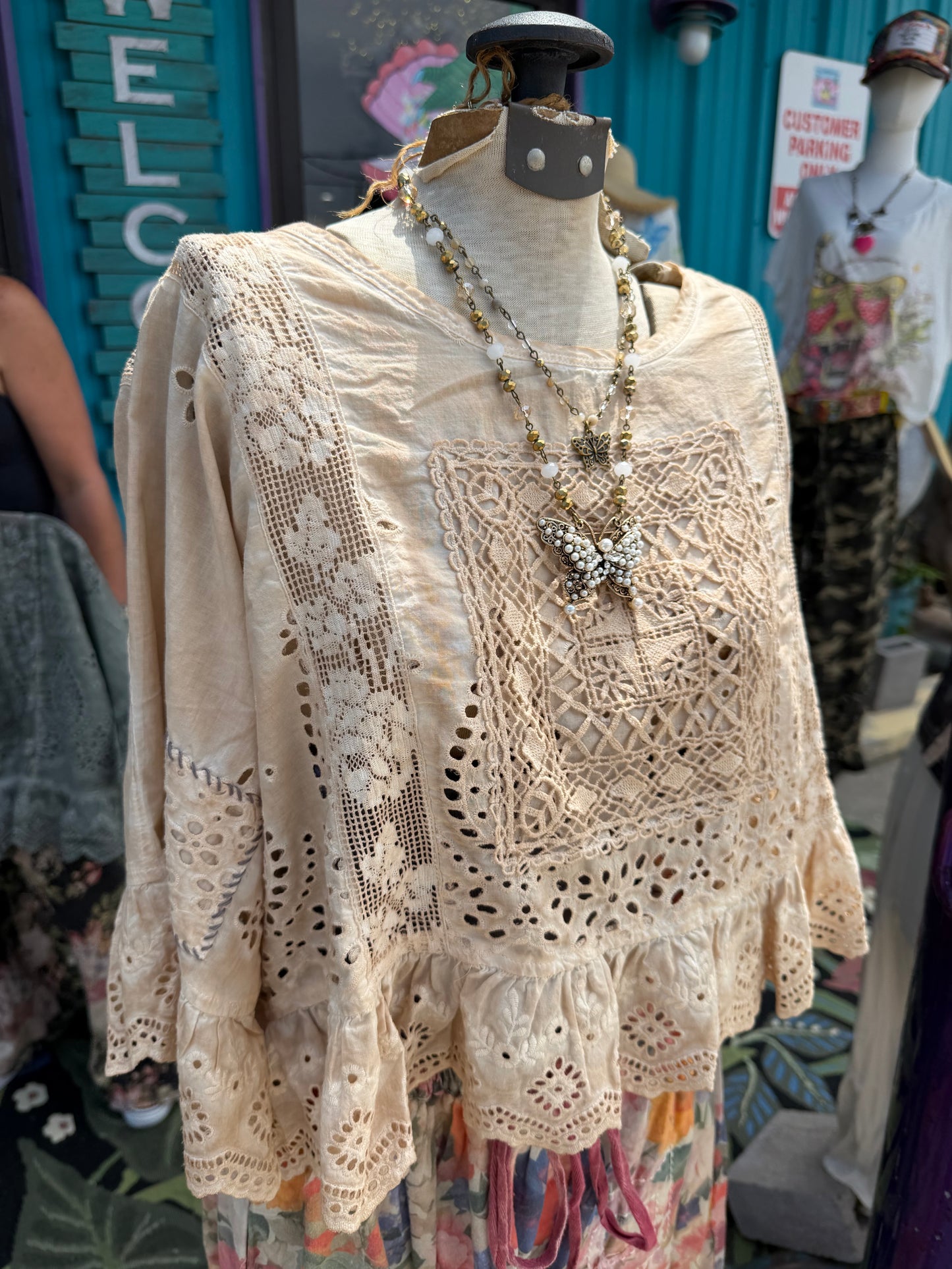 Charcoal Green Eyelet Blouse