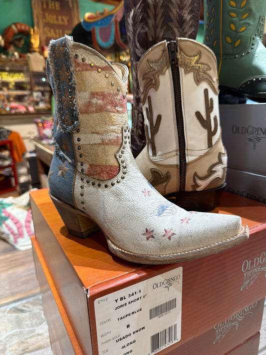 Jorie Short 8in Crackled Taupe Old Gringo Cowgirl Boots