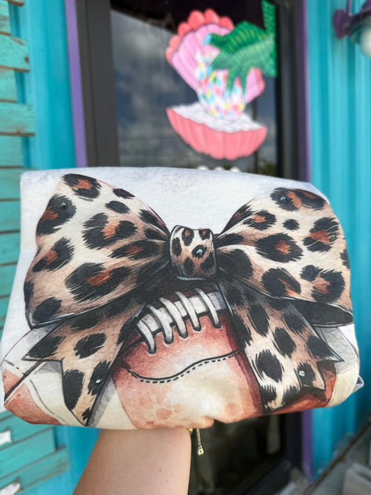 Football With Leopard Bow Tee