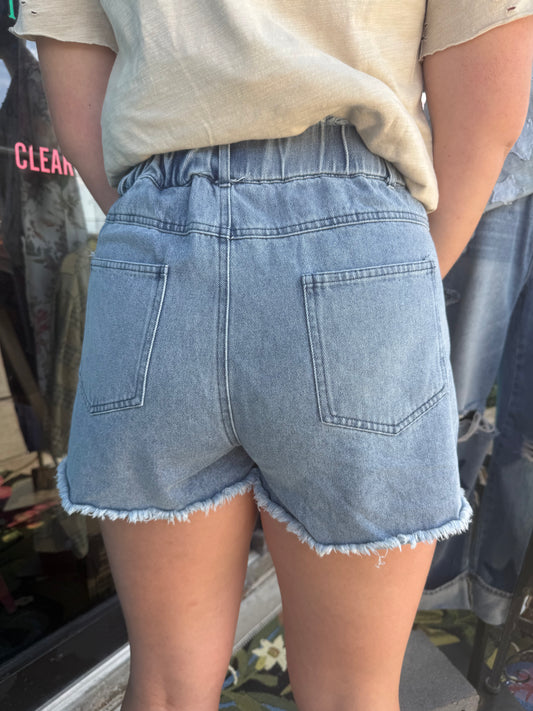 STARSTRUCK DISTRESSED DENIM SHORTS