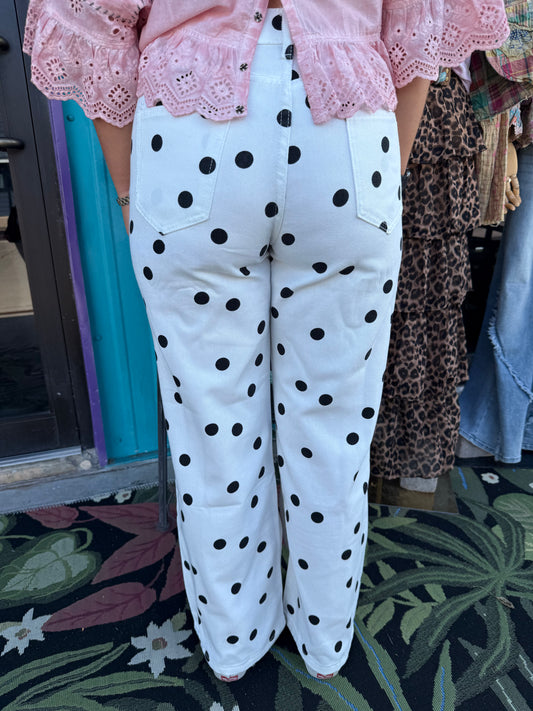 Polka Dot High Waist Wide Leg Pants