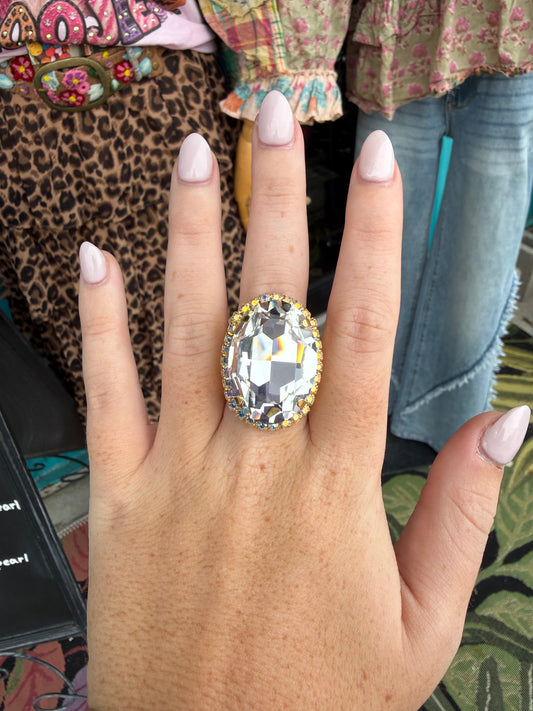 WETSTONE: Clear Diamond Liz Taylor Ring