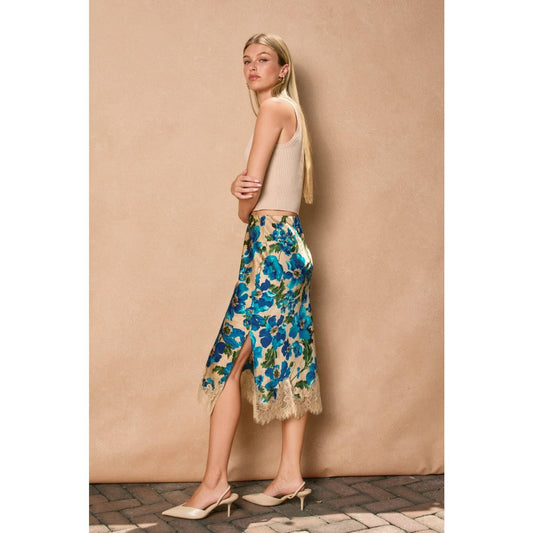 Ethereal Gardens Lace Hem Pencil Skirt