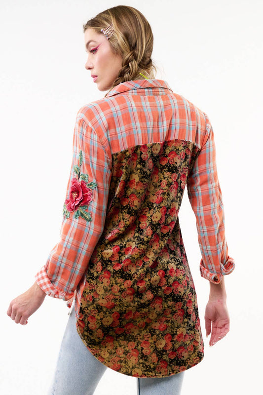 Ellie Floral Plaid Shirt