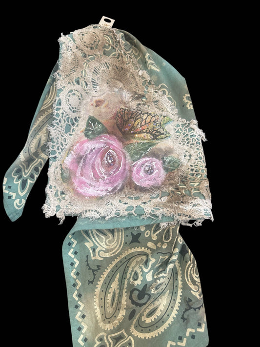 Sage Hand Painted Lace Bandana