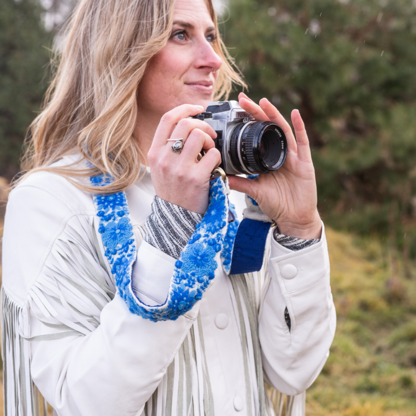 Forget-Me-Not Embroidered Adjustable Bag/Camera Strap