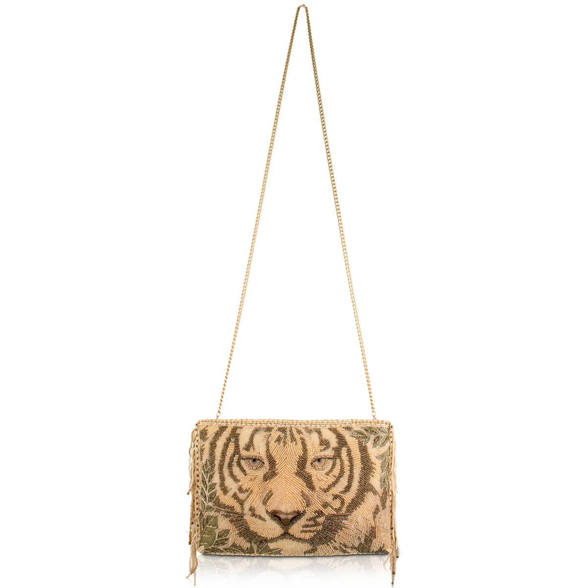 Savage Beaded Tiger Face Crossbody Bag