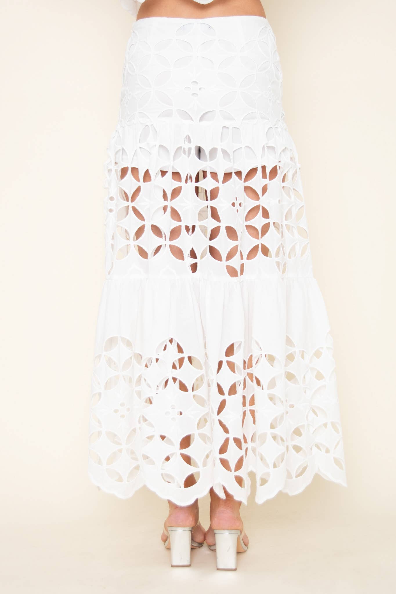 WHITE EYELET MAXI SKIRT