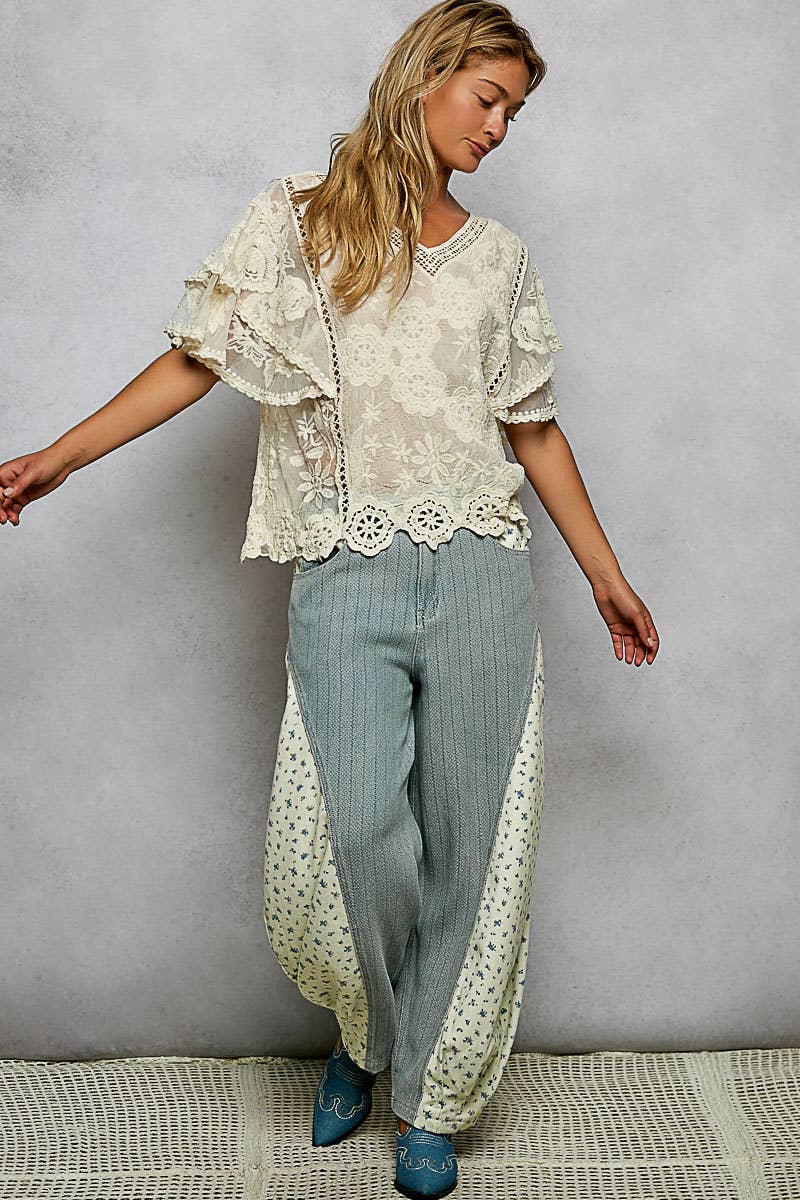 Haley V-neck Short Sleeve Crochet Top