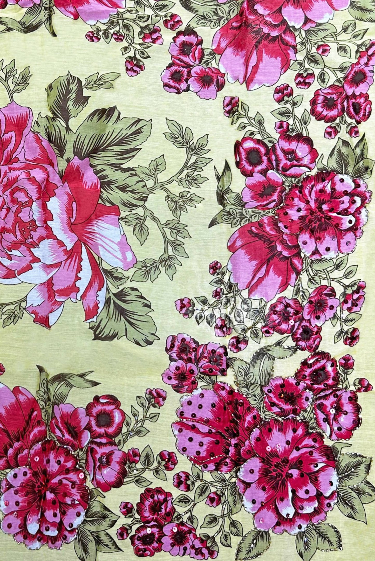 Yellow Rose Hand Embellished Bandana Scarf