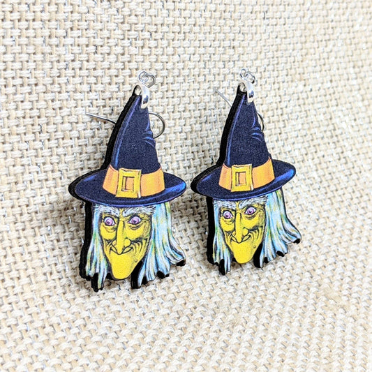 Green Witch Earrings - Halloween Witch