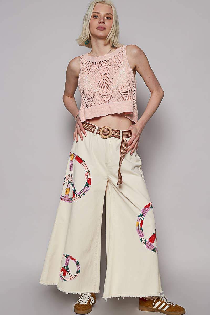 Cropped Sleeveless Crochet Tank Top