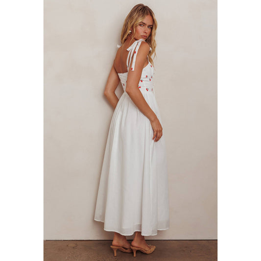 SQUARE NECK CHERRY MAXI DRESS