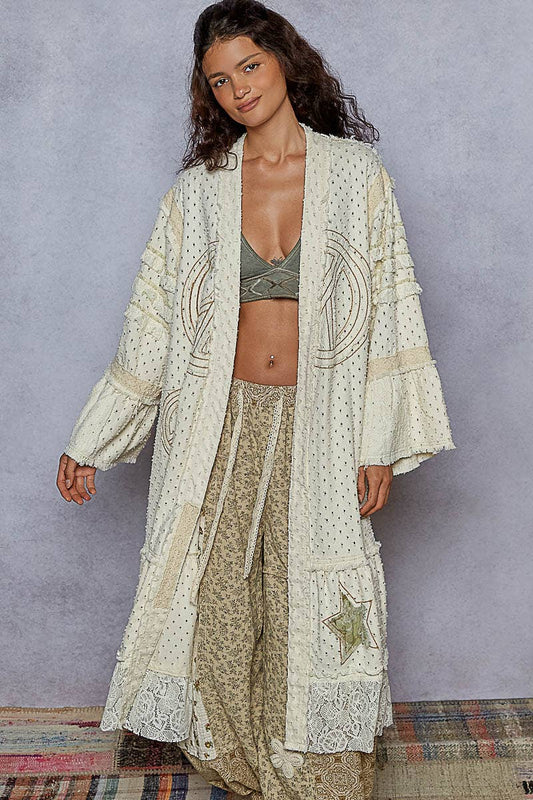 Vintage Peace Sign Long Cardigan/Duster