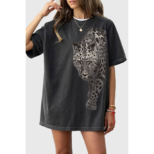 LEOPARD OVERSIZED MINERAL GRAPHIC TEE