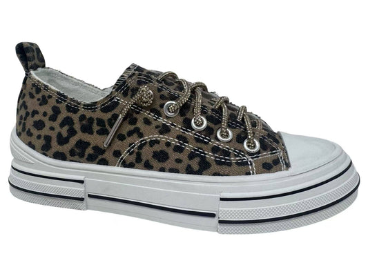 Leopard Rhinestone Lace-Up Sneaker